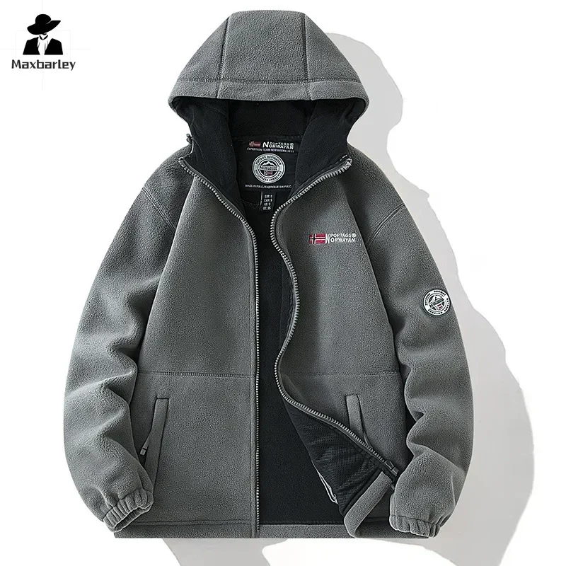 Fleece Jacket Men\'s/Women\'s Cold-resistant Warm-keeping Thickened Double-layer Hooded Coat Winter Brand Windproof Snow Jacket