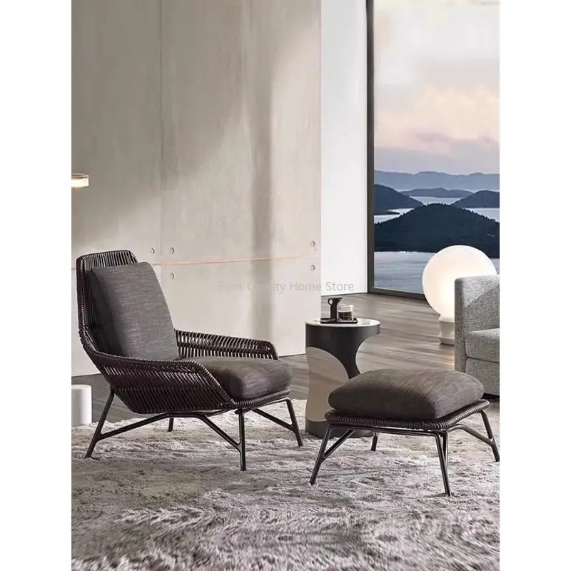 Nordic Outdoor Balkon Rattan Stuhl Villa Hof Garten Sonnenschutz Outdoor Freizeit Faul Seil Gewebt Sofa Stuhl
