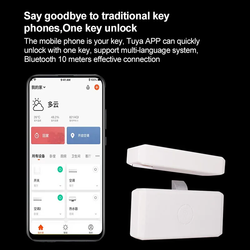 Tuya Smart Bluetooth Drawer Sensor Lock Keyless Invisible No Hole File Cabinet Lock Smart Life App Remote Control Drawer Switch