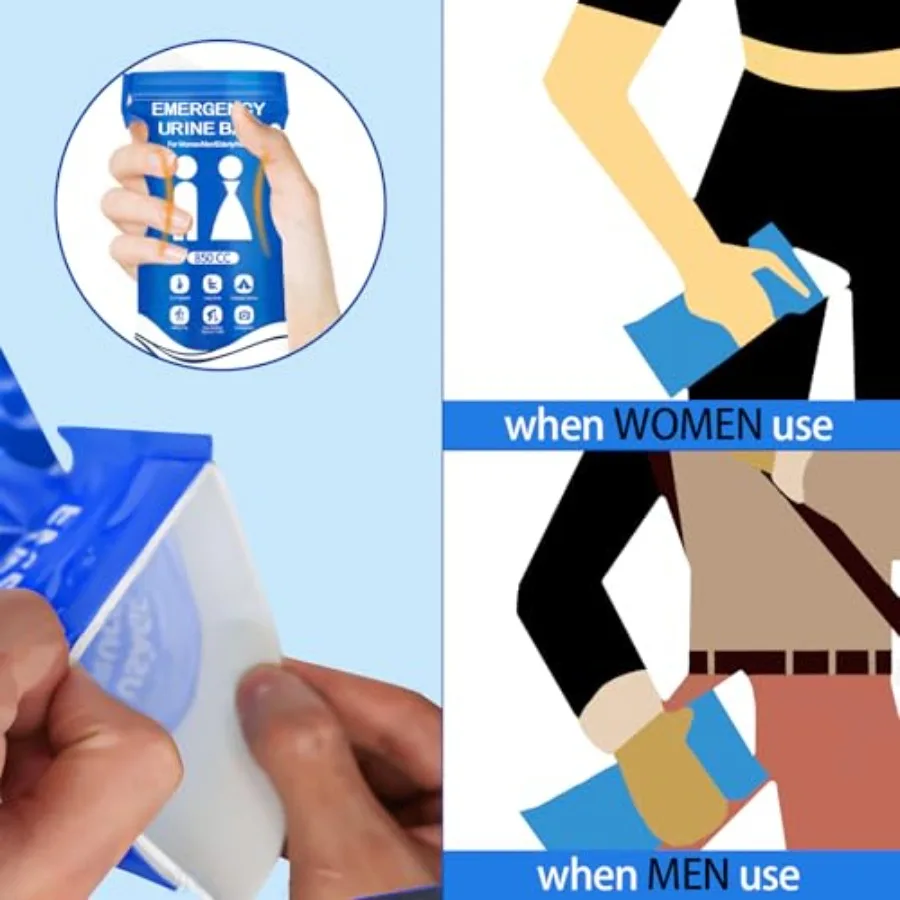 أكياس البول القابل للتصرف 10 قطعة 850 مللي المحمولة أوريل للجنسين أكياس التبول وأكياس القيء للسفر والتخييم في حالات الطوارئ ومربى المرور #5