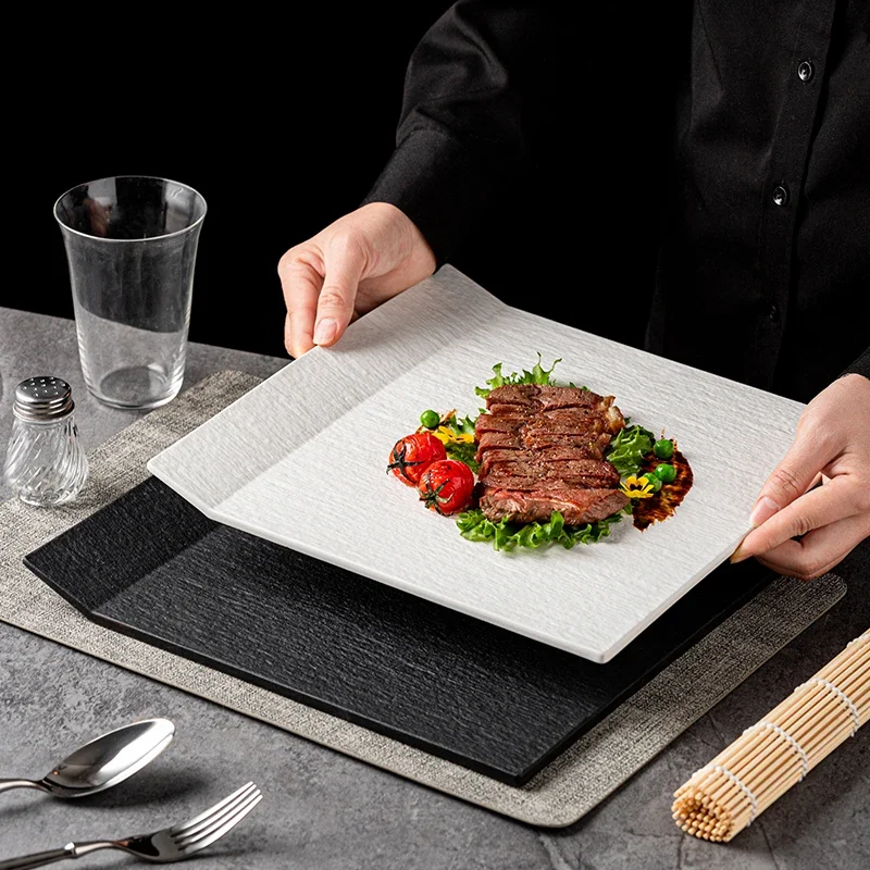 Ceramic Western Food Steak Plate Flat Dessert Table Set Plate French Cake Inventory Tableware Household Large Kitchen Utensils