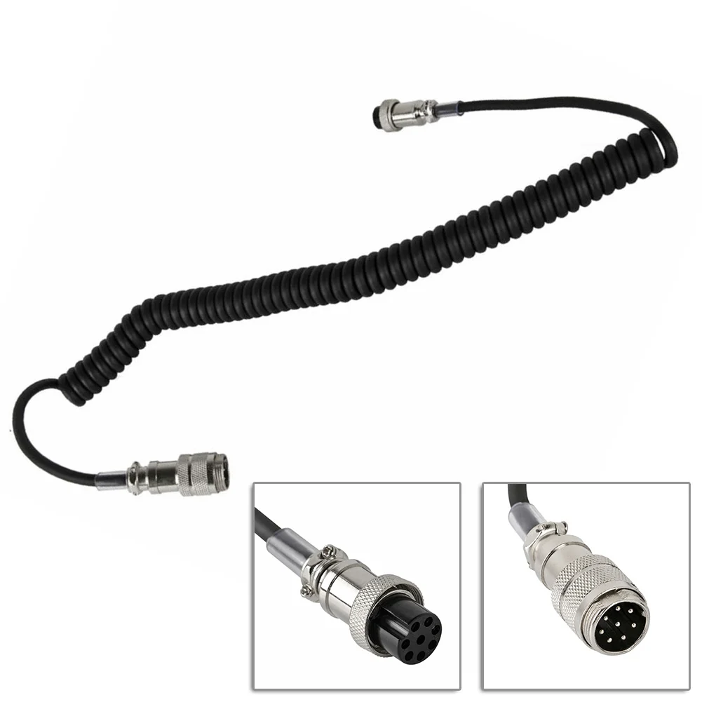 Microfone de rádio ham/cb, cabo de extensão de microfone de 8 pinos macho para fêmea, cabo enrolado para yaesu para icom walkie talkie, peças, acessórios