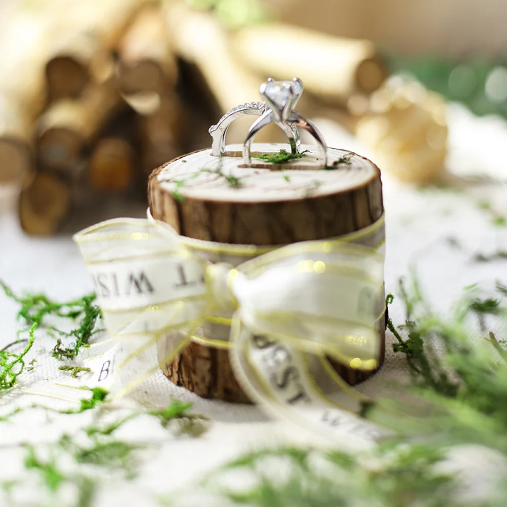 

Wooden Ring Box Wedding Holder Container Case Decor Decorate Jewelry Bamboo Decorations Rustic Miss