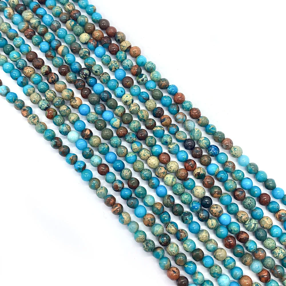 

1 Strand Round Shaped Natural Semi-precious Stone Turquoise Loose Beads Strand DIY for Making Necklace Jewelry Accessories