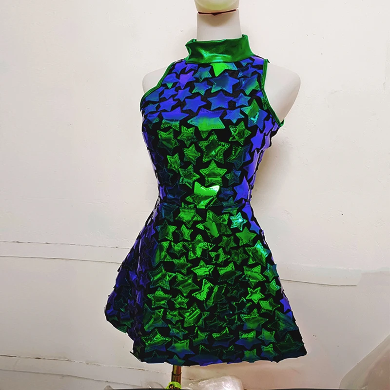 لامعة بو الليزر مرآة ملهى ليلي فستان بار جوجو راقصة الزي المغني المرحلة زي مساء عيد ميلاد الهذيان مهرجان الملابس #3