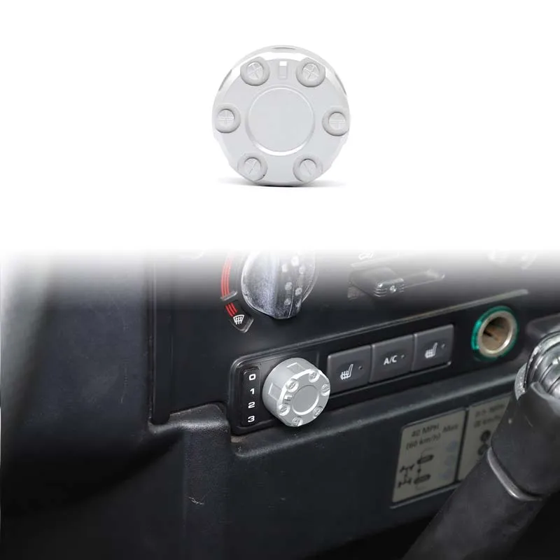 

Aluminum Alloy silver For Land Rover Defender 90 110 2004-2018 Car headlight height adjustment knob cover sticker accessories