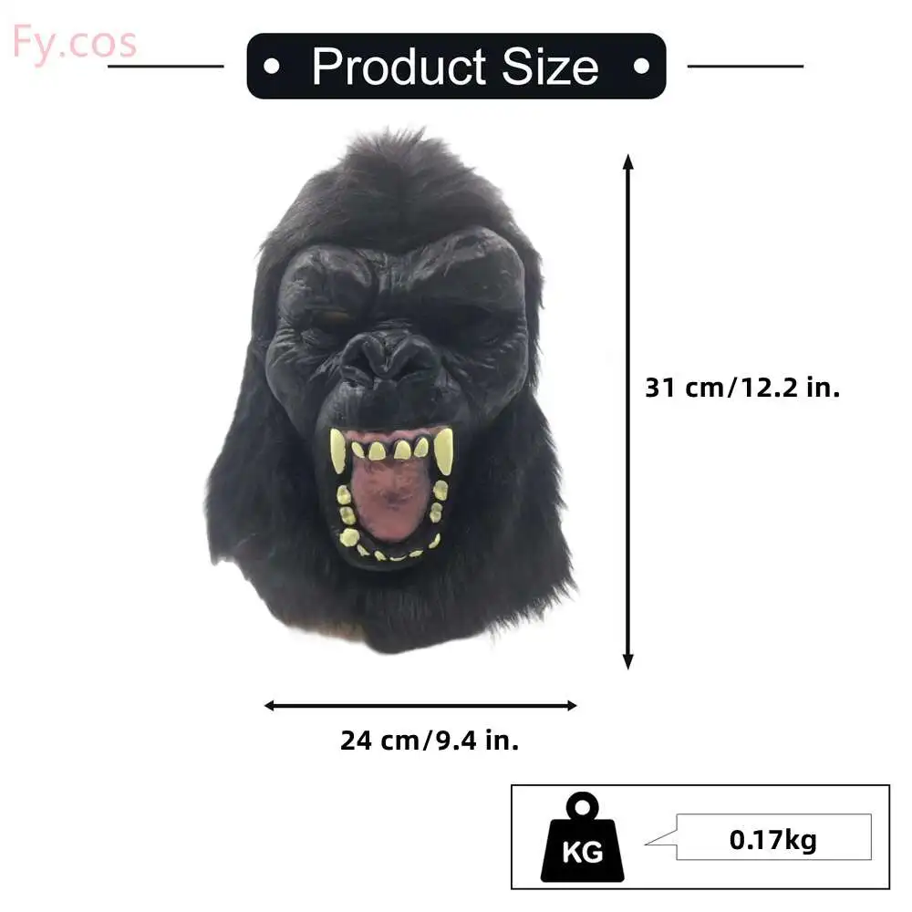 Orangutan Plush Head Cover Animal Mask Full Face Cosplay Gorilla Monkey Activity Performance Clothes Halloween Costume for Men