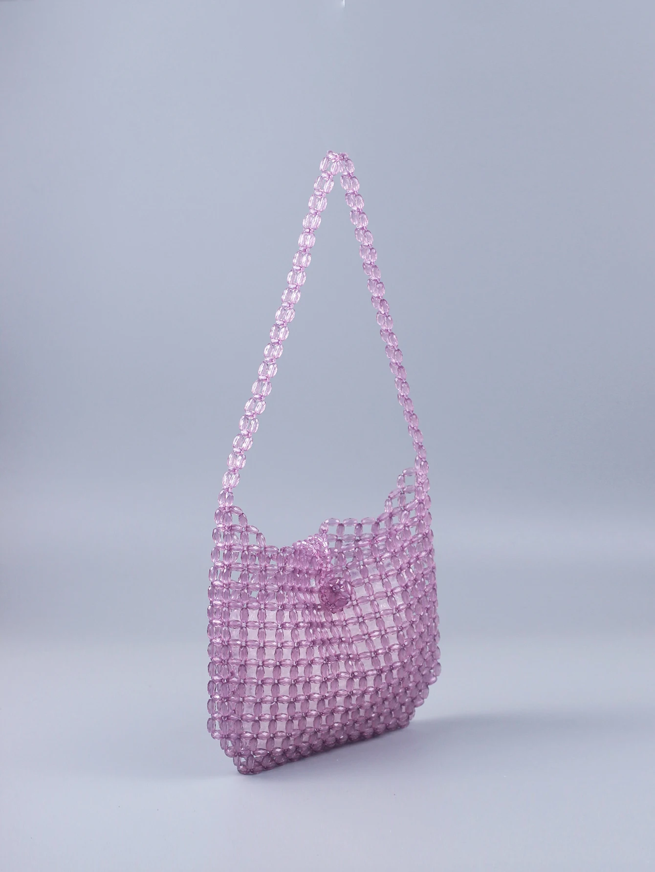 Summer Cool Feeling Handmade Knitted Cute Transparent Acrylic Jelly Beaded Handheld Shoulder Bag