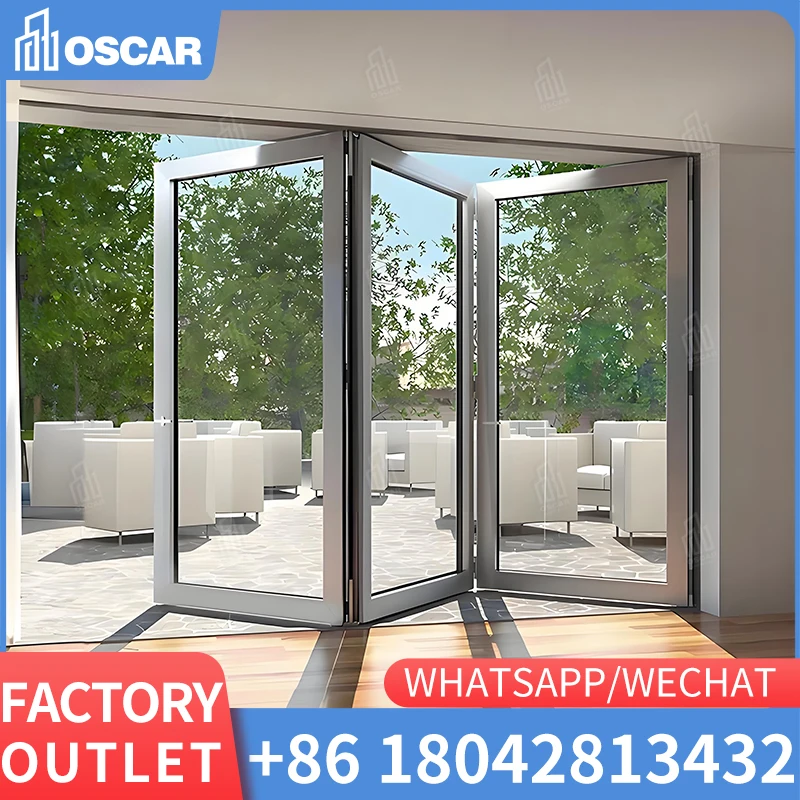 Puerta corrediza de vidrio con marco de aluminio delgado para balcón exterior con rotura térmica aislada residencial