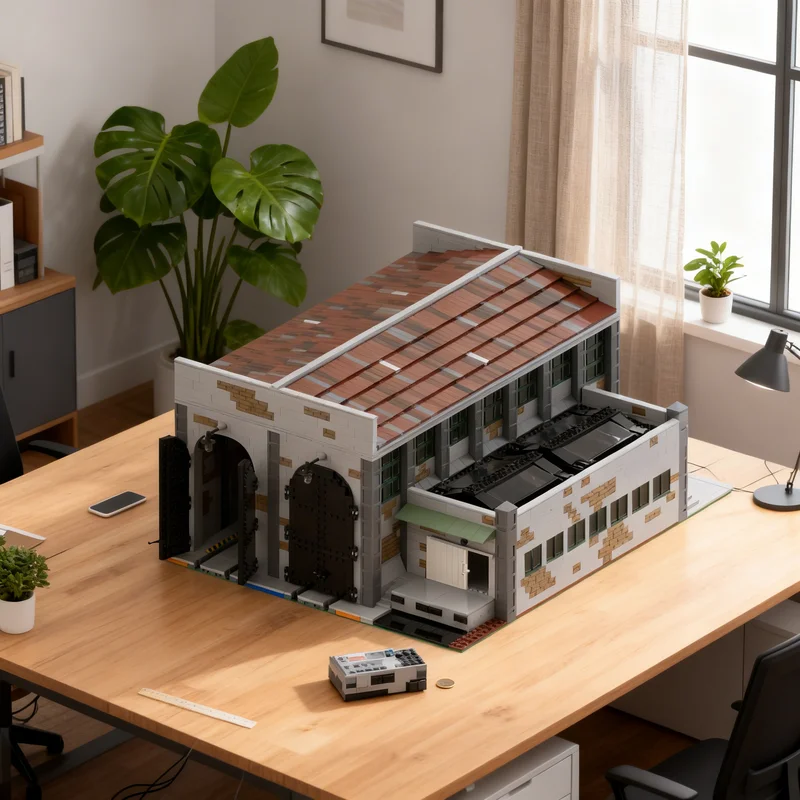 

3411pcs MOC Maintenance Building With Machine Shop Train Model Blocks Toy Gift Creative Display Collectible Desk Premium Adult