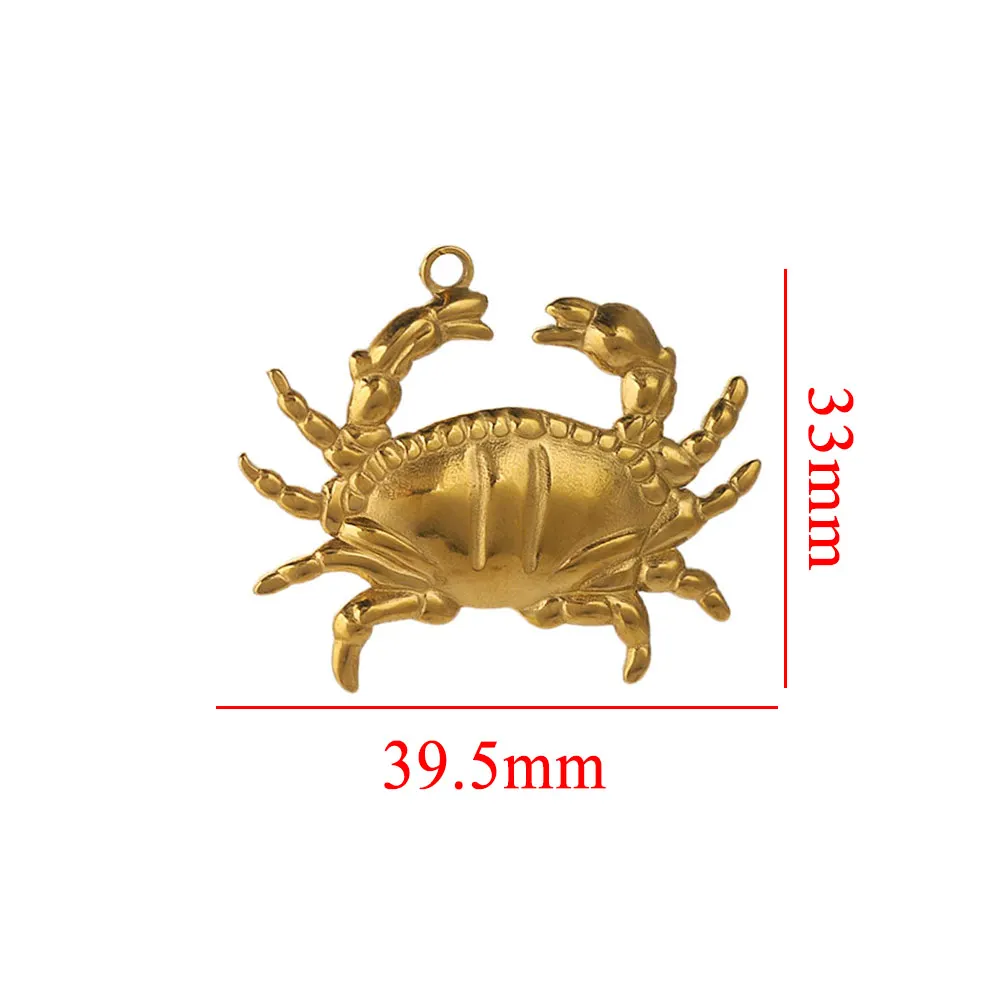 5PCS Stainless Steel Lobster Charms Mermaid Crab Connectors Gold-Plated DIY Necklace Earrings Jewelry Making Materials Wholesale image 3
