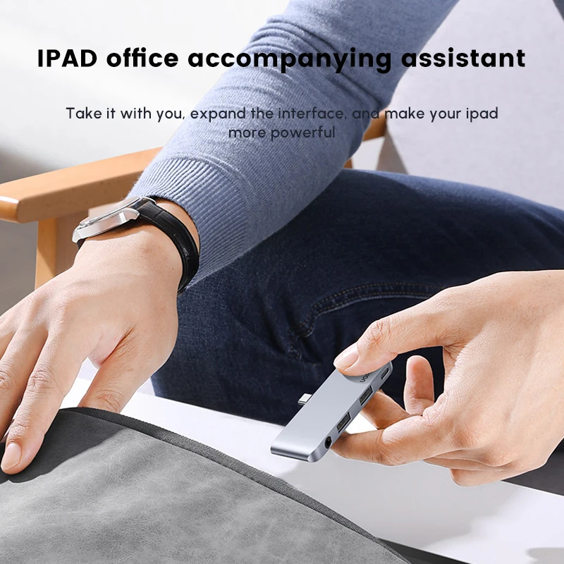 UGREEN USB C Hub for iPad Pro, 4-in-1 Adapter with 2 USB3.0 ,3.5mm Headphone Jack, PD Charging