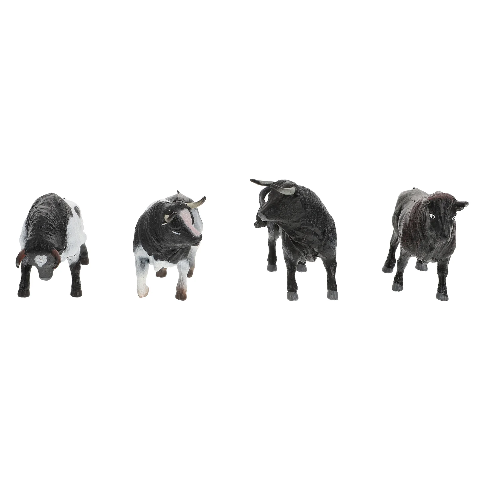 

4 Pcs Mini Cow Adornment Simulation Bullfighting Model Wild Animals Home Decor Action Figures Toy Miniature Cow nament Plastic
