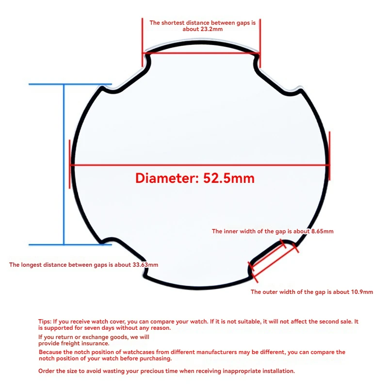 For Diesel DZ7264 DZ7311 DZ7348 7420 7395 7258 Square Black Edge Layer Watch lenses Mirror Replacement Part 52.4mm Mineral Glass