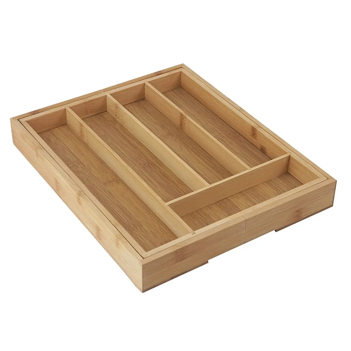 【TODAY-BUY】~@ Bamboo Drawer Silverware Kitchen Knives Storage Box Desktop Organizer Tool for Cutlery Stationery Storage Solution