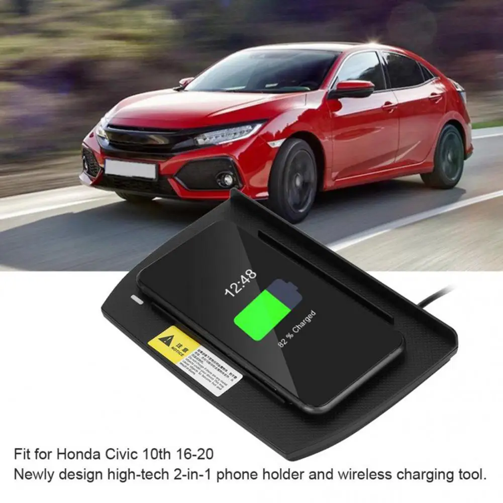 15W Intelligent Car Wireless Fast Charger Charging Plate Induction Car Phone Fast Charger For Honda Civic 10th 16-21