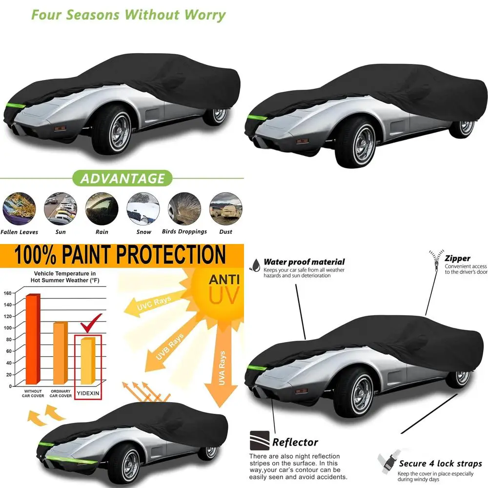 

Универсальный чехол для Corvette C3 1968-1982 годов, ткань 190T, водонепроницаемый и ветрозащитный, с ремнями и двойной дверной молнией, подходит для объема до 187 л.