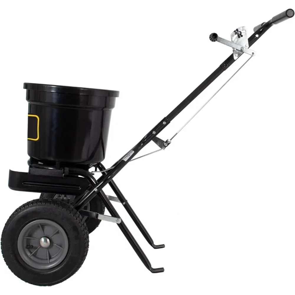 P20-500BHDF-A Push Spreader with Side Deflector Kit and Hopper Grate, 50 lb. Capacity, Matte Black