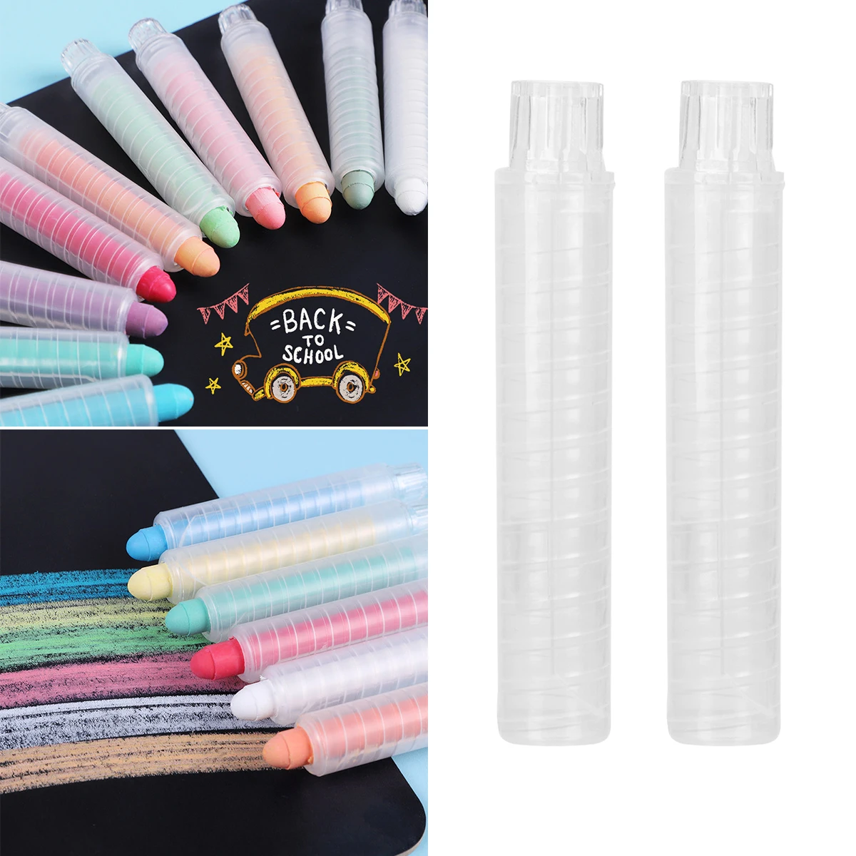 

10pcs Plastic Chalk Cover Transparent Clip Dry Erase Marker Hands Clean Use Student Supplies