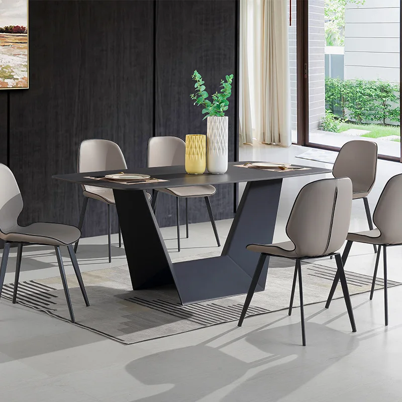 

^%Elegant Dinning Table and 6 Chairs Modern Marble Dining Table Set 8 Seaters Luxury Rectangular Marble Dining Tables