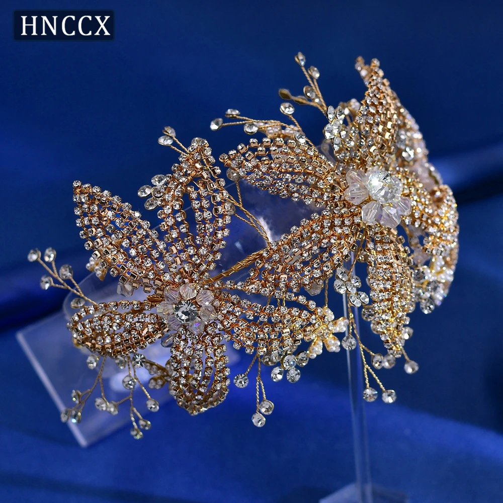 HNCCX accessori per capelli da sposa fatti a mano fascia da sposa fiori di strass lucidi copricapo per copricapo da donna di lusso CP252