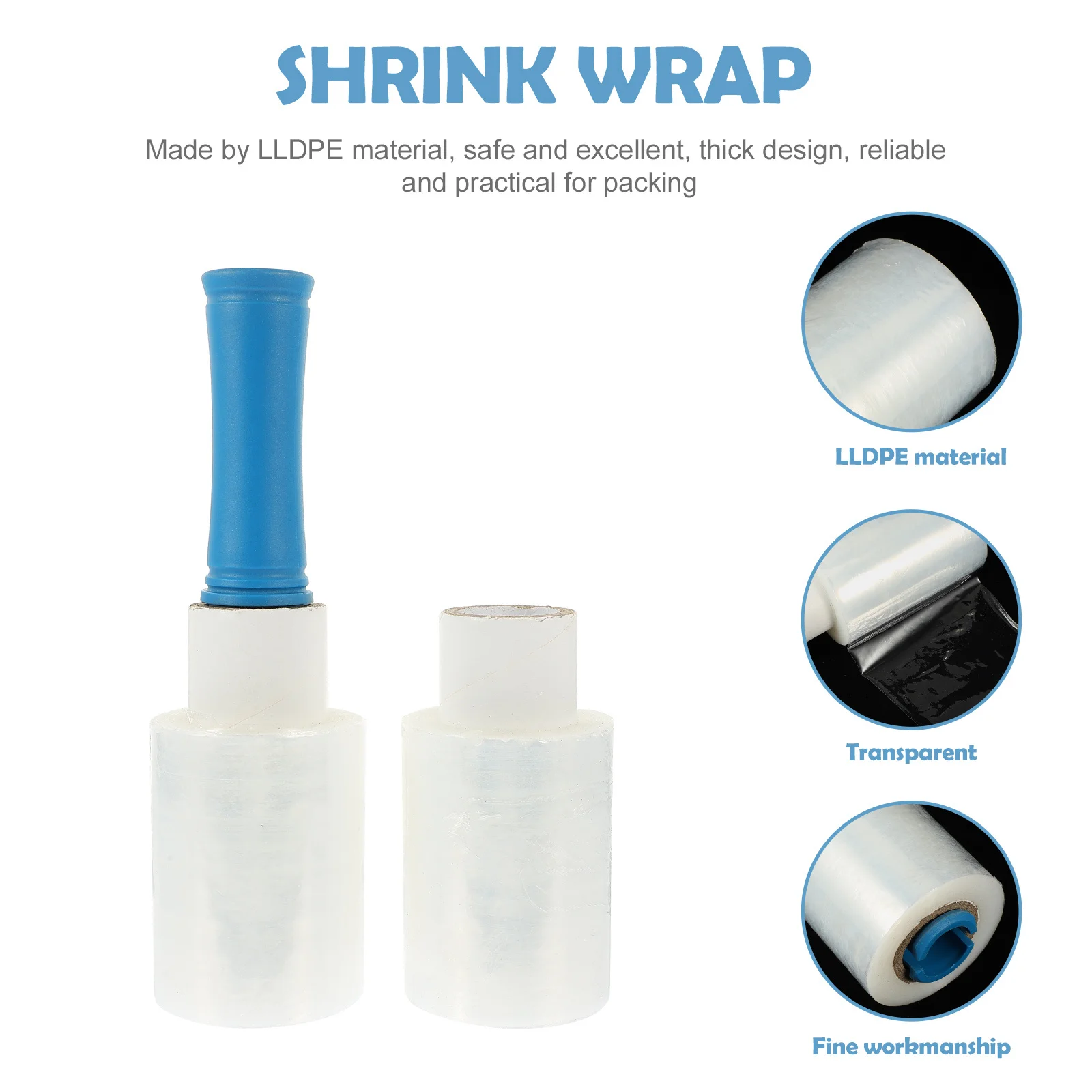 1 ensemble de Film d'enveloppe extensible transparent, rouleau d'enveloppe rétractable robuste pour fournitures industrielles, Protection étanche et anti-poussière