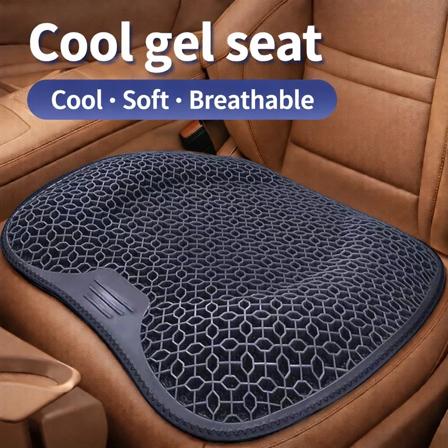 Car Seat Cushion Honeycomb Design Gel  Breathable, Soft and Easy To Clean Provides Comfortable Support Elastic Gel Car Seat