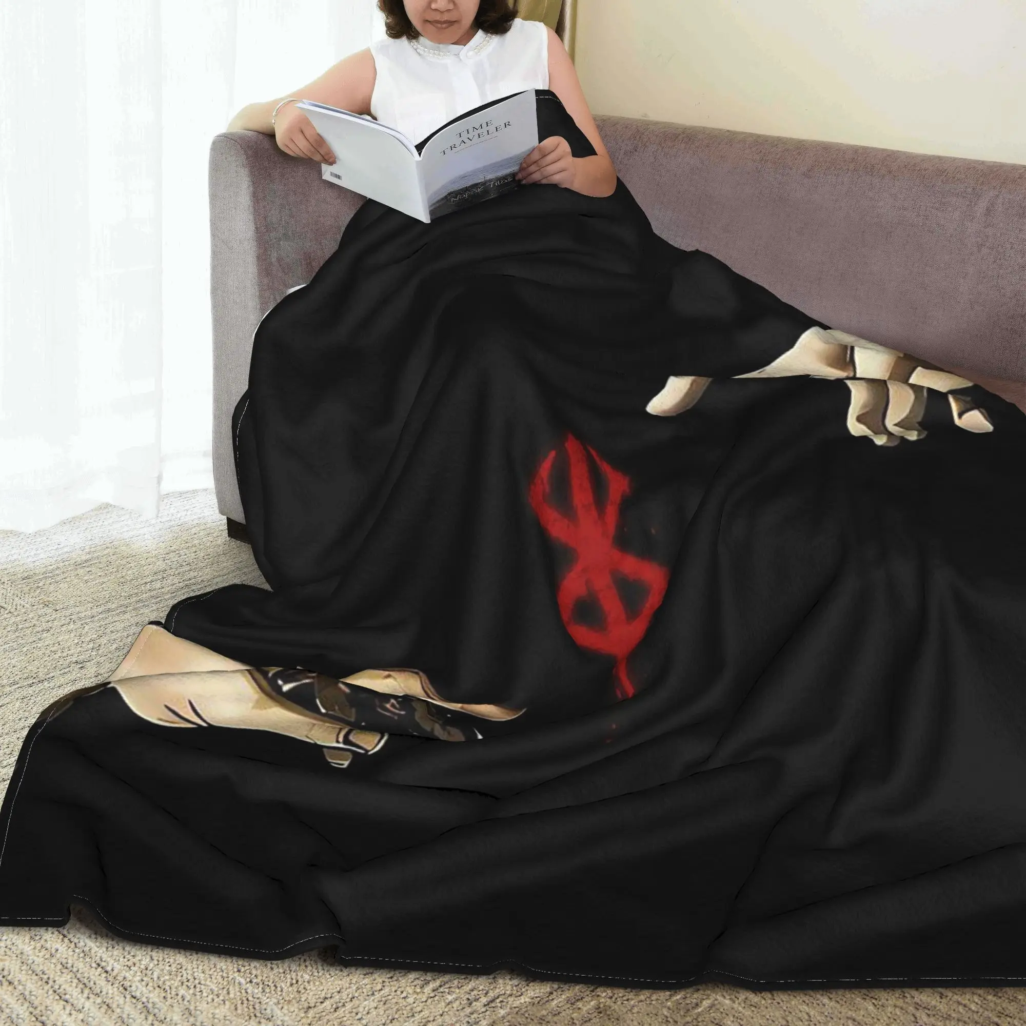 Manta de Manga de espadachín Berserk de Anime japonés, manta de lana multifunción para sofá, colcha para dormitorio