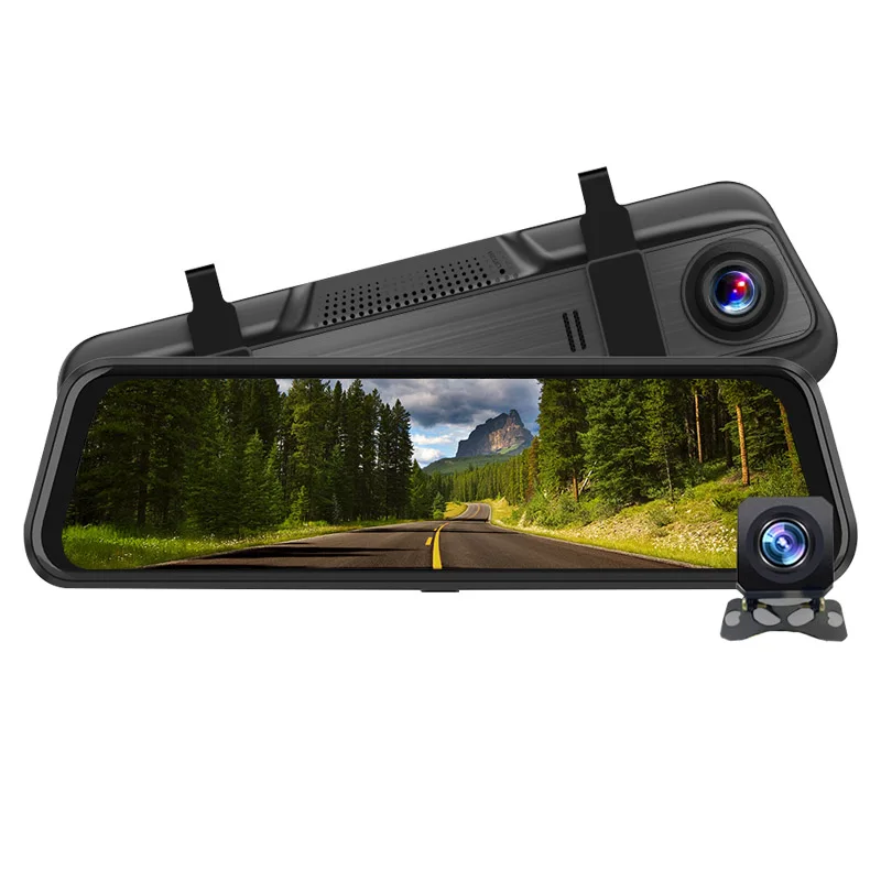 24h rearview android wifi dual channel gps dvr in the dash car cam video camera mirror dash cam front and rear 4k car black box