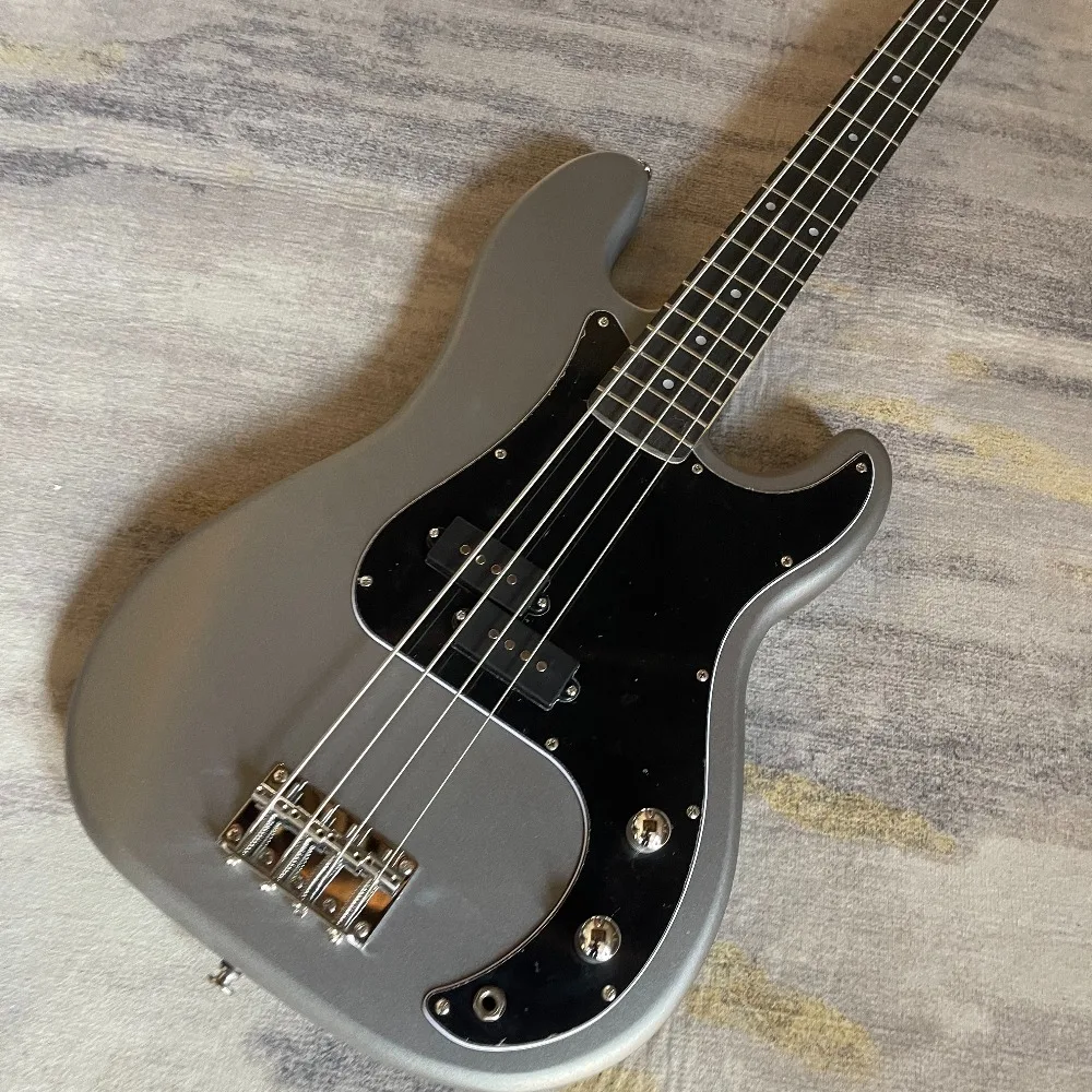Silver Gray P Bass Guitar Two Split Humbucker Pickups Classic Precision Shape for Jazz Funk Band Free Shipping Gift