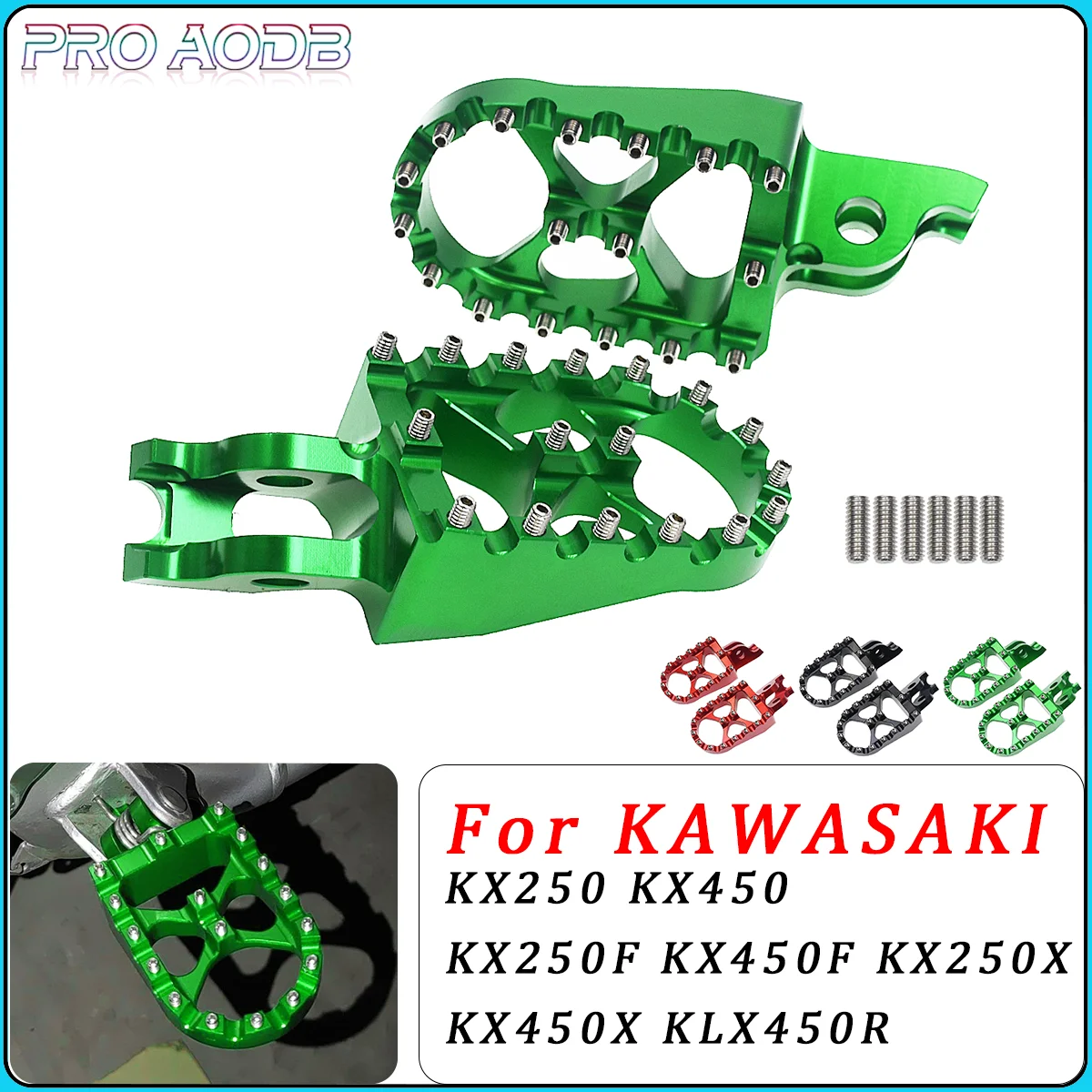 

For Kawasaki KX 250 450 250F 450F 250X 450X KLX 450R KXF250 KXF450 Dirt bike Motorcycle Accessories CNC Aluminum Foot Pegs Pedal