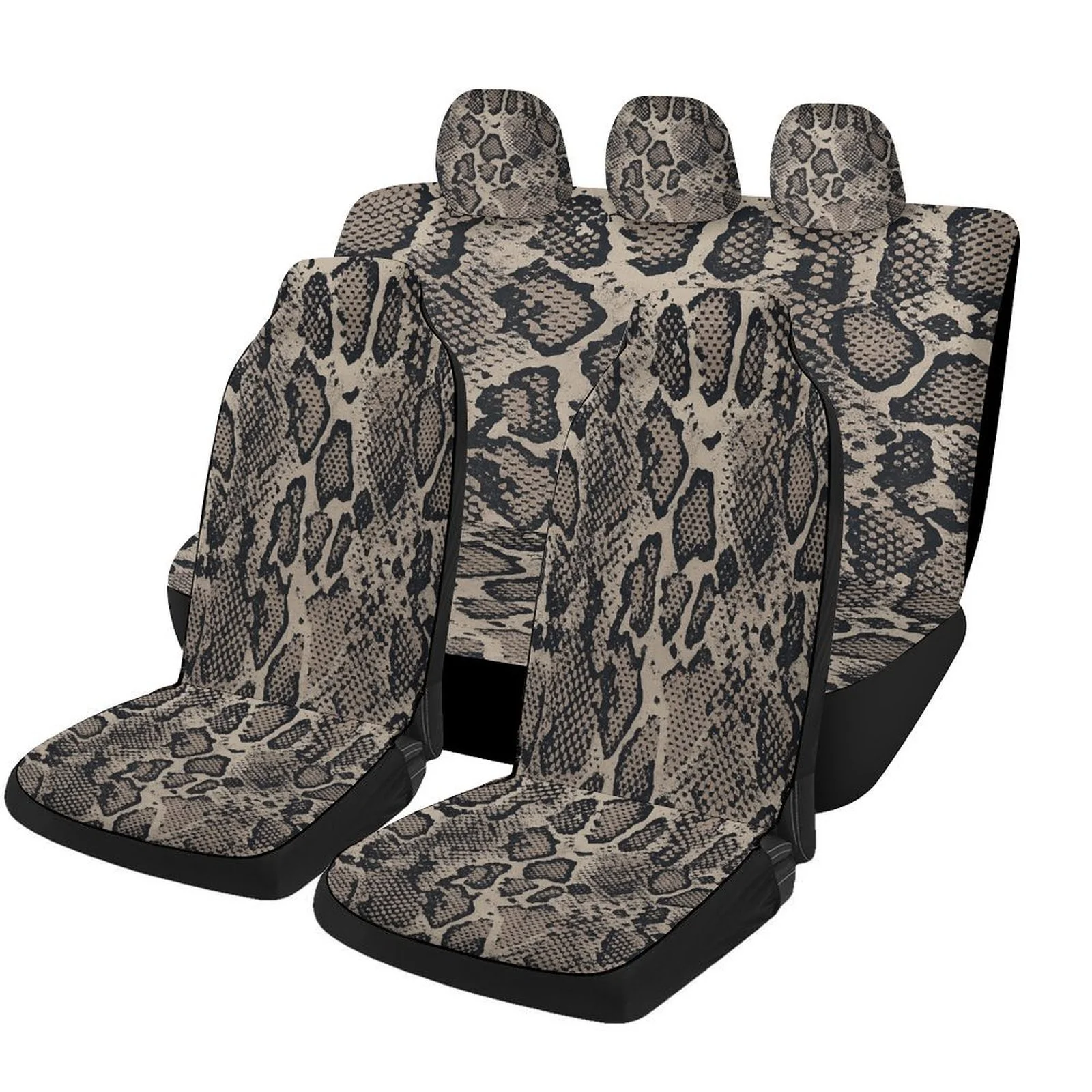 Snake Pattern Car Seat Cover Set For Most Cars, Stylish High-Quality Car Seat Protectors, Full Set, Universal Fit For 2 Front Se