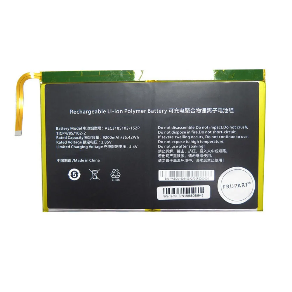 

Laptop Battery For AEC3185102-1S2P 3.85V 9200MAH 35.42WH