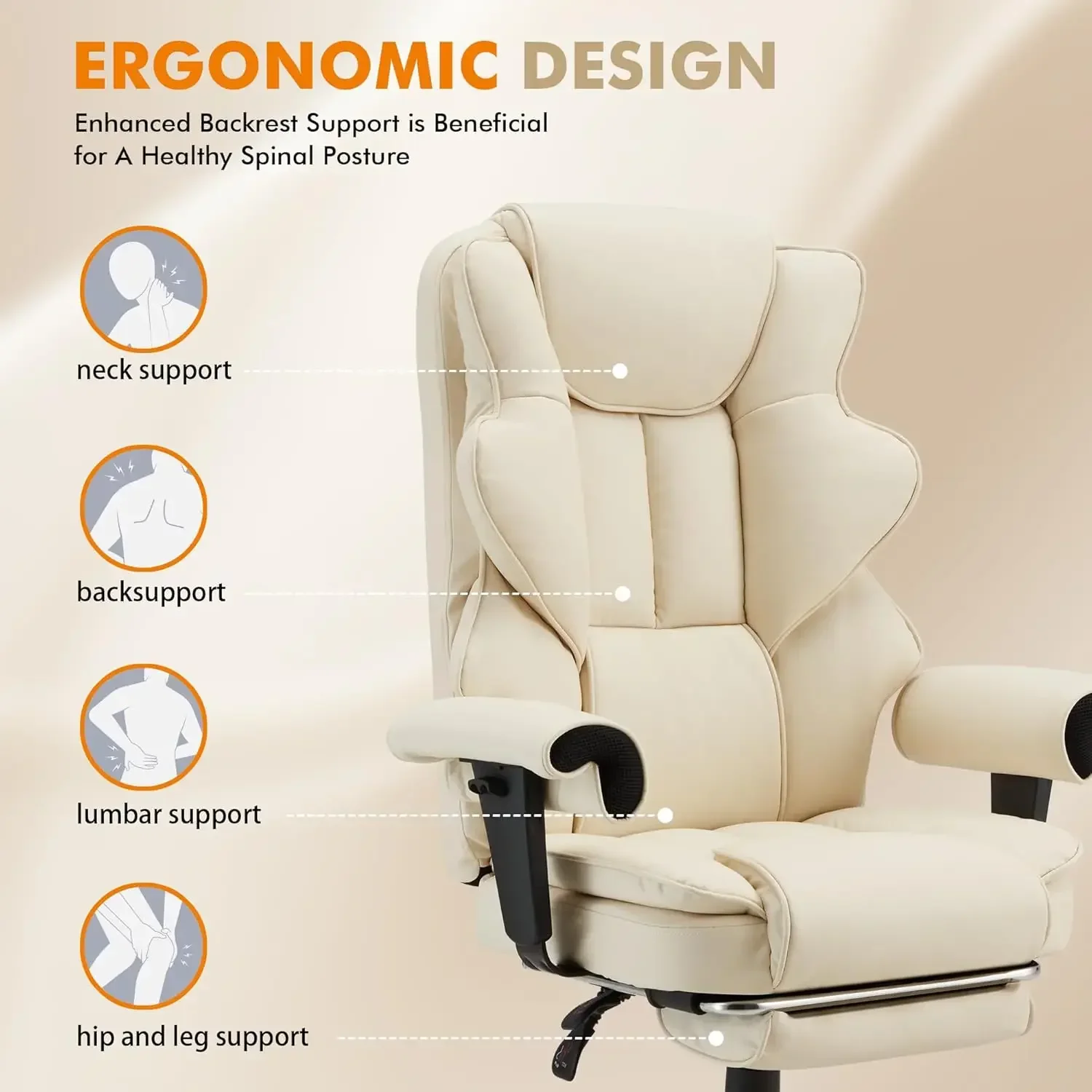 [High-Quality, Hot Deal!]6-Point Massage Executive Chair,Heat Office Chair,Ergonomic Home Office Desk Chairs with Retractable Fo