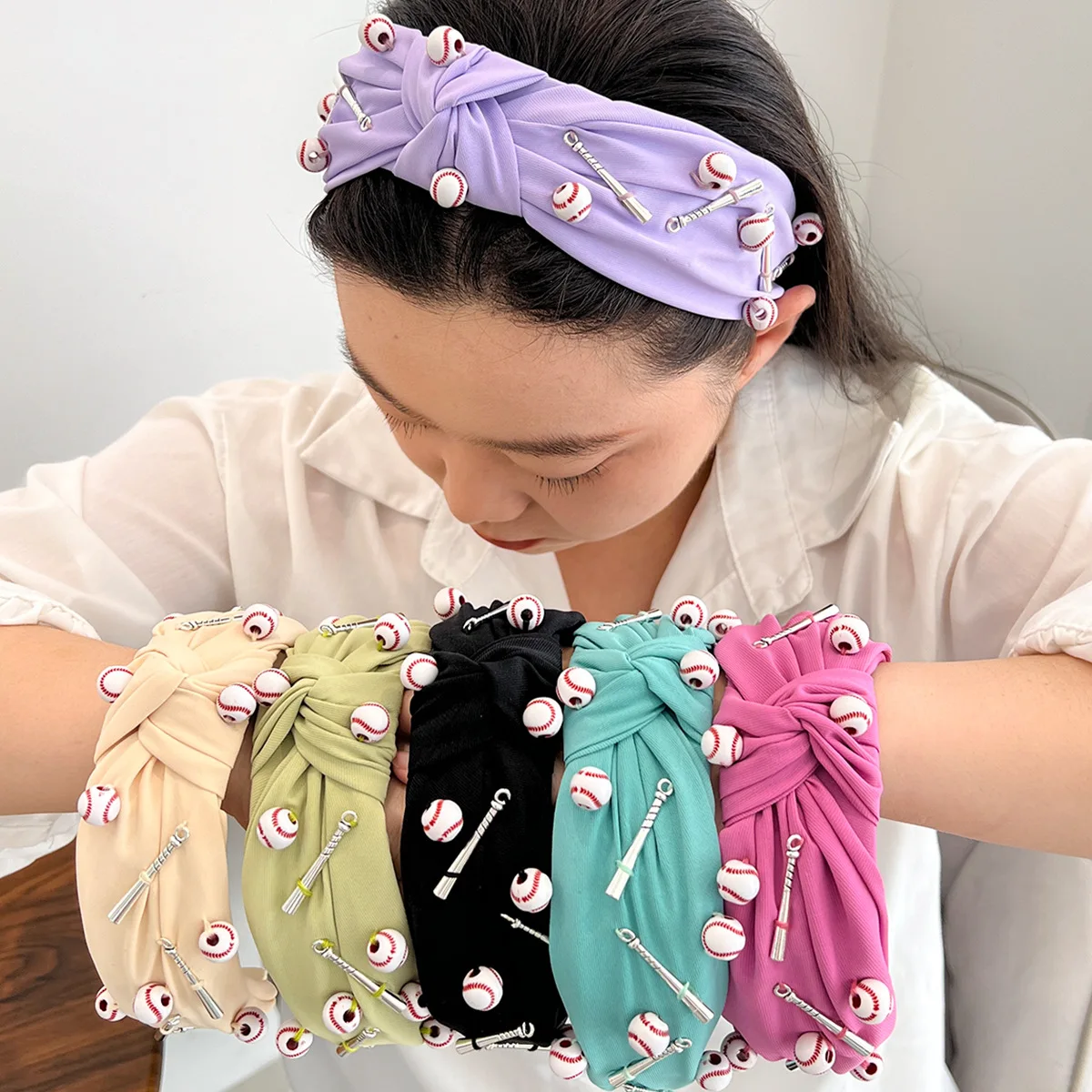 

Европейские и американские спортивные игры, бейсбольная повязка на голову с завязками, женские модные аксессуары для волос