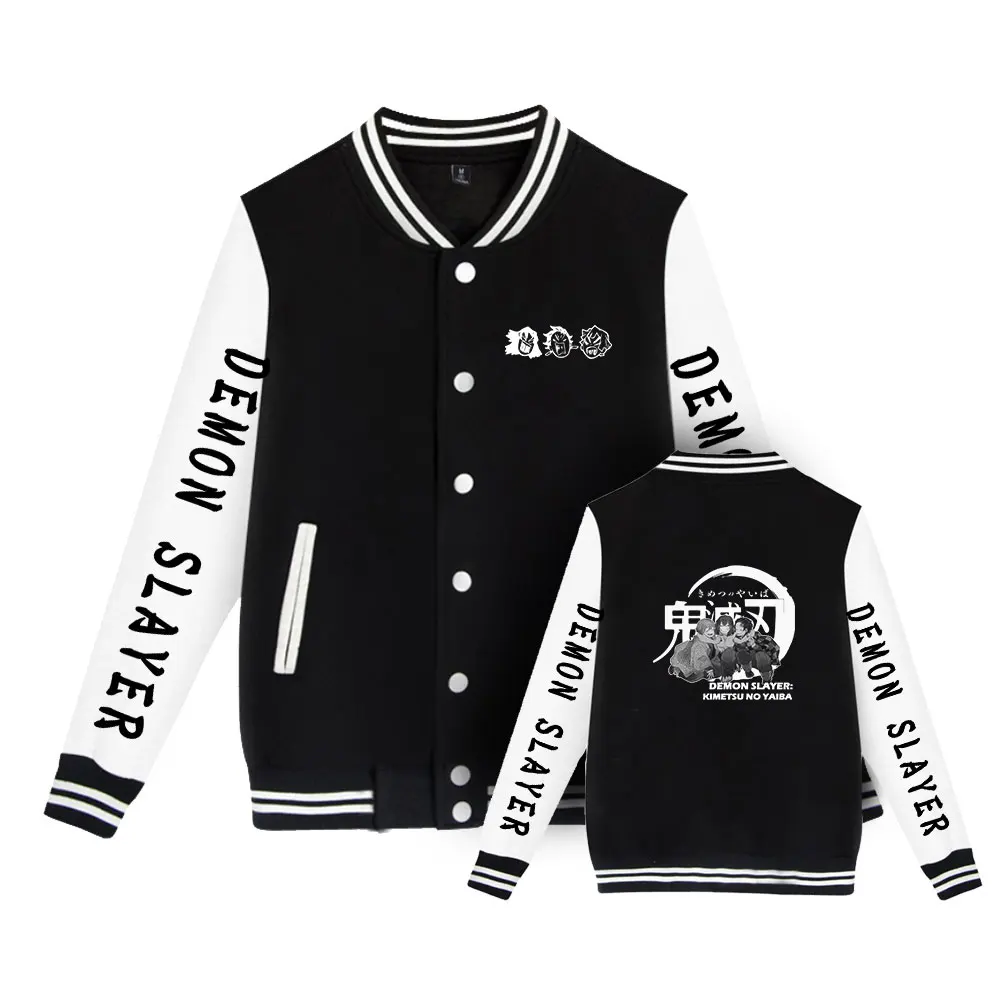 

Demon Slayer Anime Print Autumn 2022 Men Women Pilot Bomber Harajuku Baseball Jacket University Varsity Casual Korean Clothes