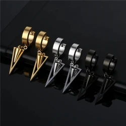 1 Pair Unisex Punk Drop Earrings For Women Men Jewelry Accessories Stainless Steel Geometric Triangle Spike Cone Earring Gift