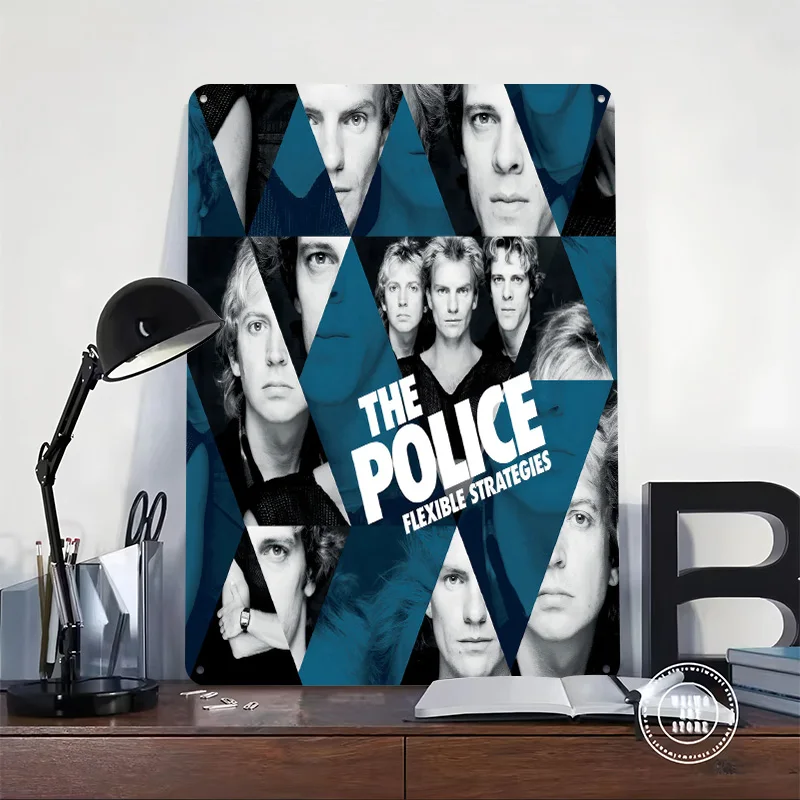The Police Flexible Strategies Album Cover 3D Texture Metal Poster Customized Wall Art Tin Sign Gift for Mancave Wand Deko Decor