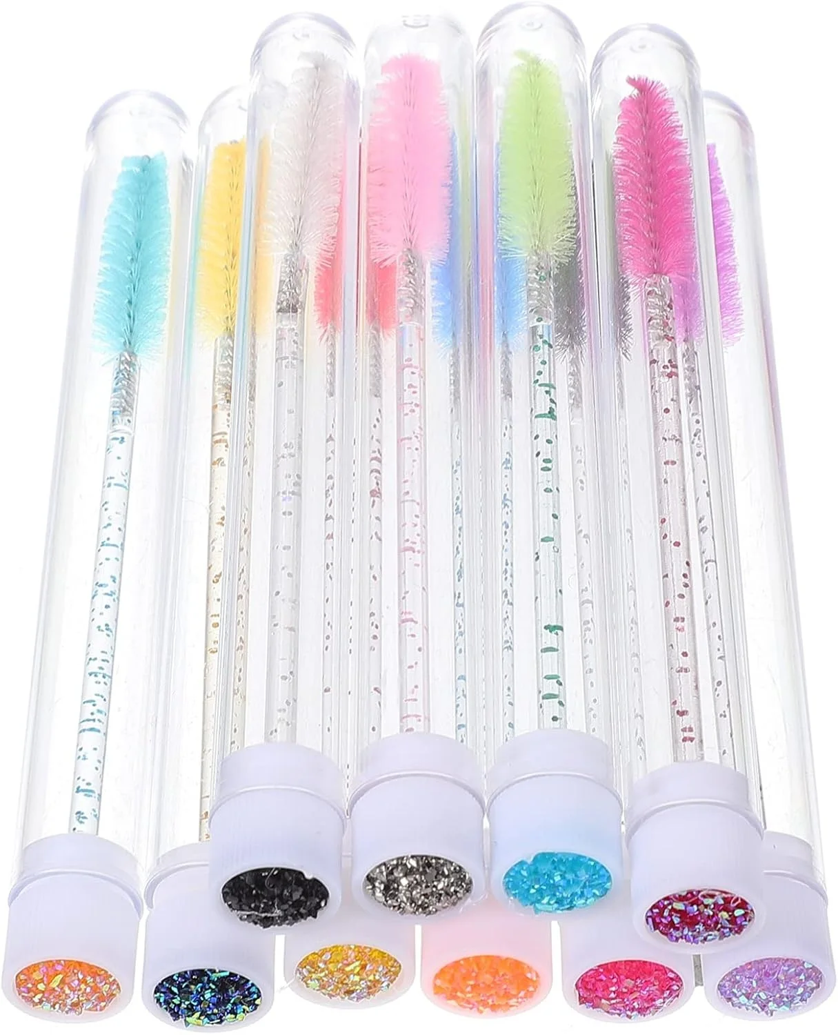 50sets Eyelash Mascara Wands With Tube Reusable Lash Spoolie Brush In Container Disposable Eyebrow Applicator Case Wholesale