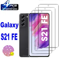 2/4Pcs HD Tempered Glass For Samsung Galaxy S21 FE 5G Film Foam sheet Paint Pulse oxiometer finger Key holder Cleaning tools Dog