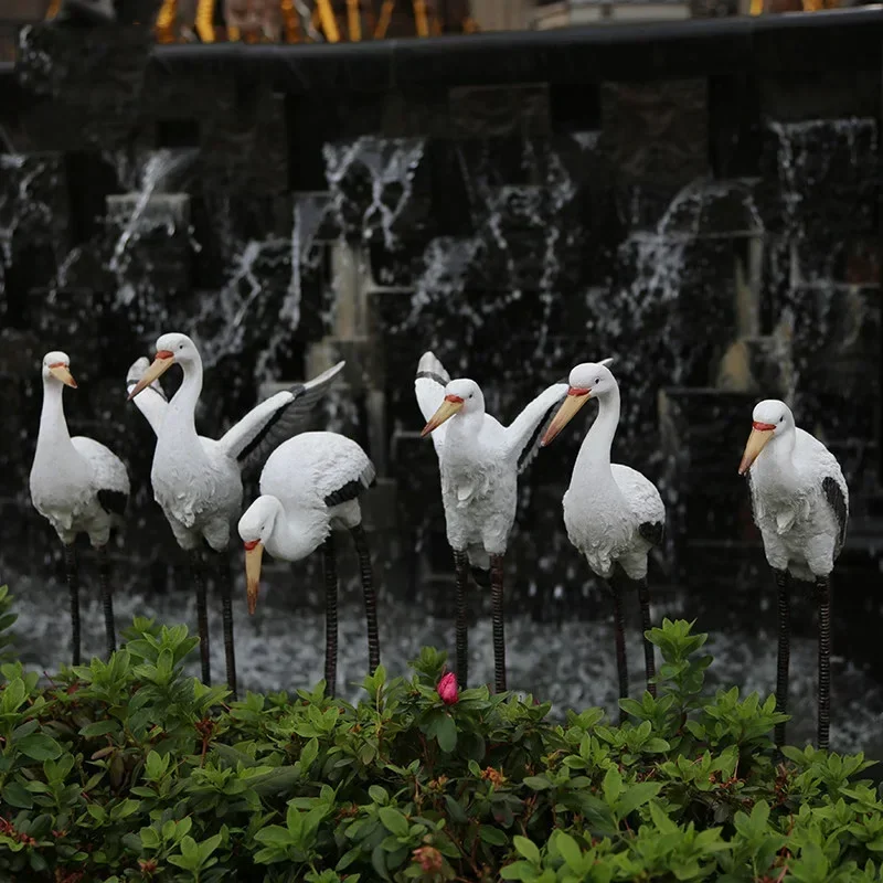 

Уличная пасторальная Смола Egret украшения в виде птиц Rockery, украшение для рыбного пруда, симуляция двора, статуи животных, аксессуары, поделки