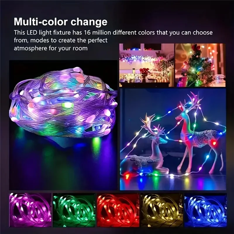 

【Срочная сделка!】Пиксели RGB Fairy String USB Music Dream Color Light USB DC5V Рождественская светодиодная гирлянда Свадьба День Рождения Украшение