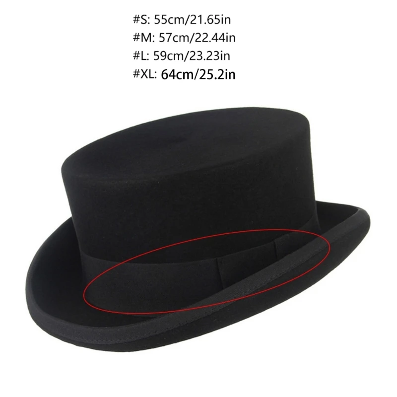 Roll Brim Hat Vintage Fedora Theme Party Costume Hat Adult Wool Flat Top Hat