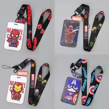 Anime Marvel Spiderman Ironman Pvc Card Cover Student Campus Card Mickey Mouse Hanging Bag Card