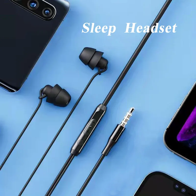 

Sleep Headphones With Noise Cancelling Microphone Stereo Earphone Sport Headset 1.2m Anti-Noise Soft Sleeping In Ear Deep Bass