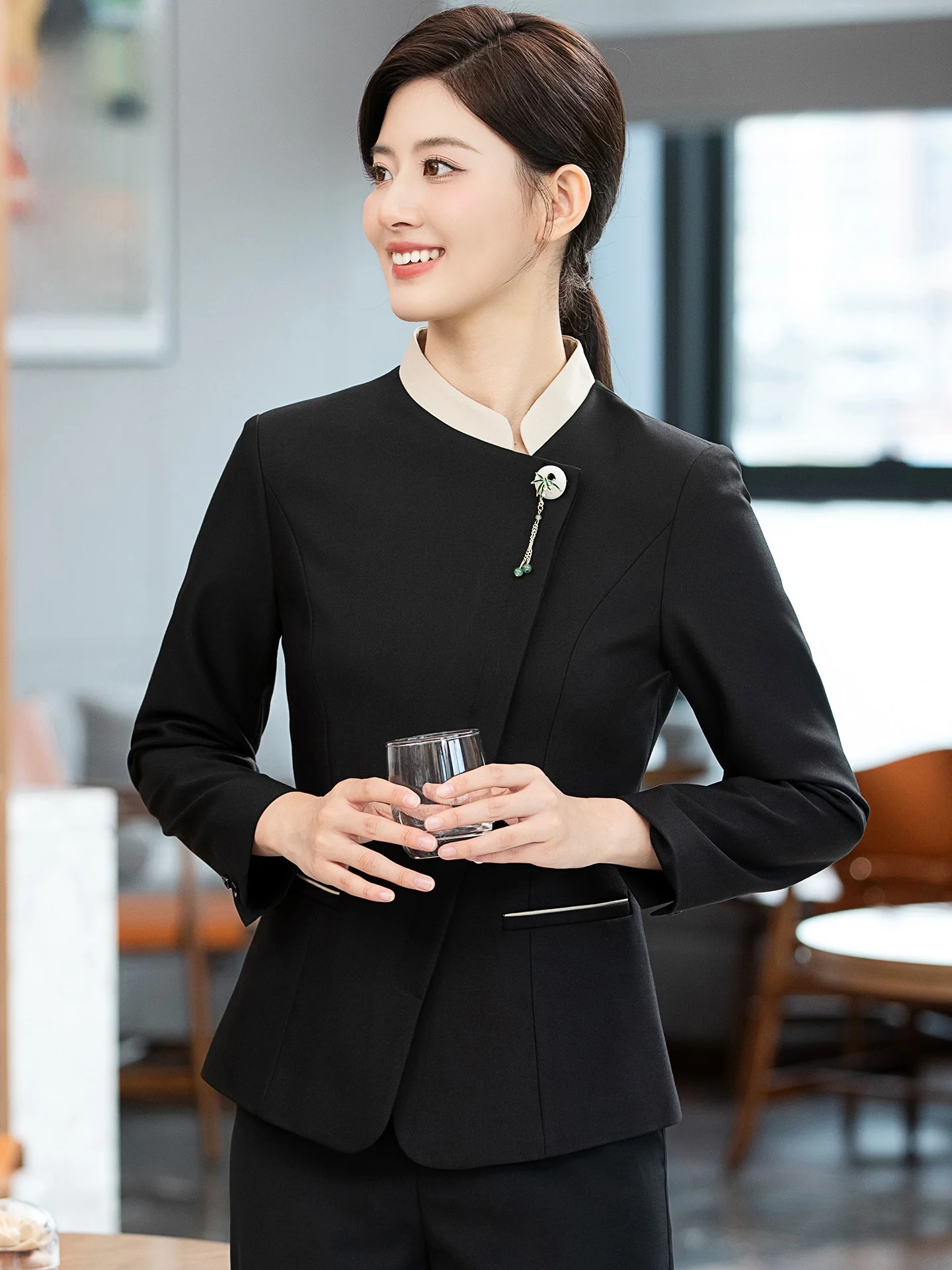 

High-End Hotel Restaurant Long Sve Work orms for Autumn Winter Private Kitchen Restaurant Front Desk Service Stf