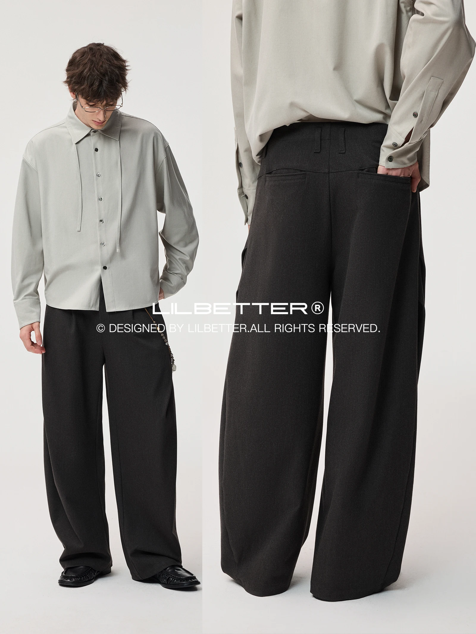 Lilbetter Casual Loose Leggings Double-sided Flocking Draped Knife  Wide Leg Pants Comfortable Straight Cut Trousers
