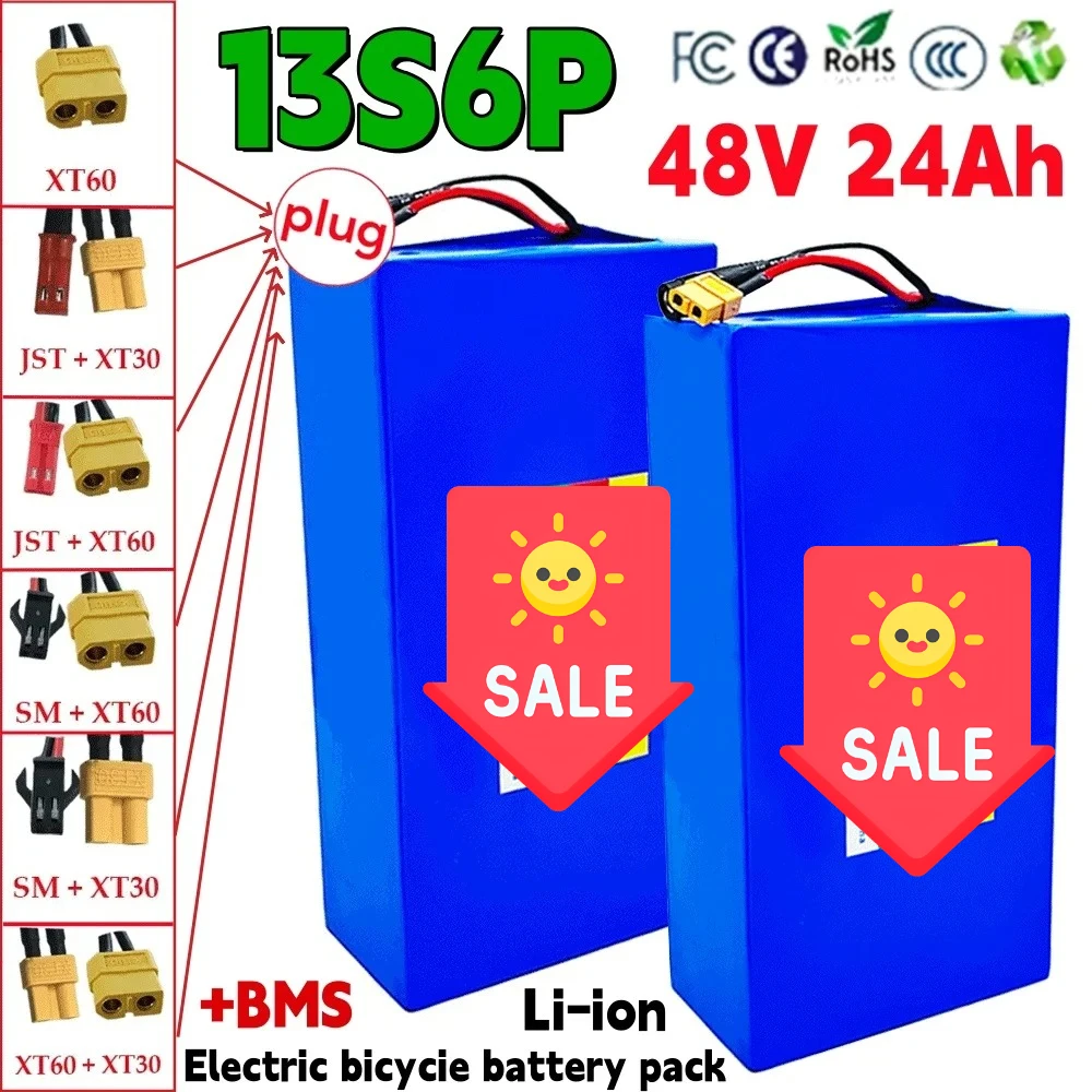 

AIMJIN 13S6P 48V 24Ah 18650 Lithium Battery Pack 1000W High Power 54.6V built-in 30A BMS for outdoor power tool backup battery