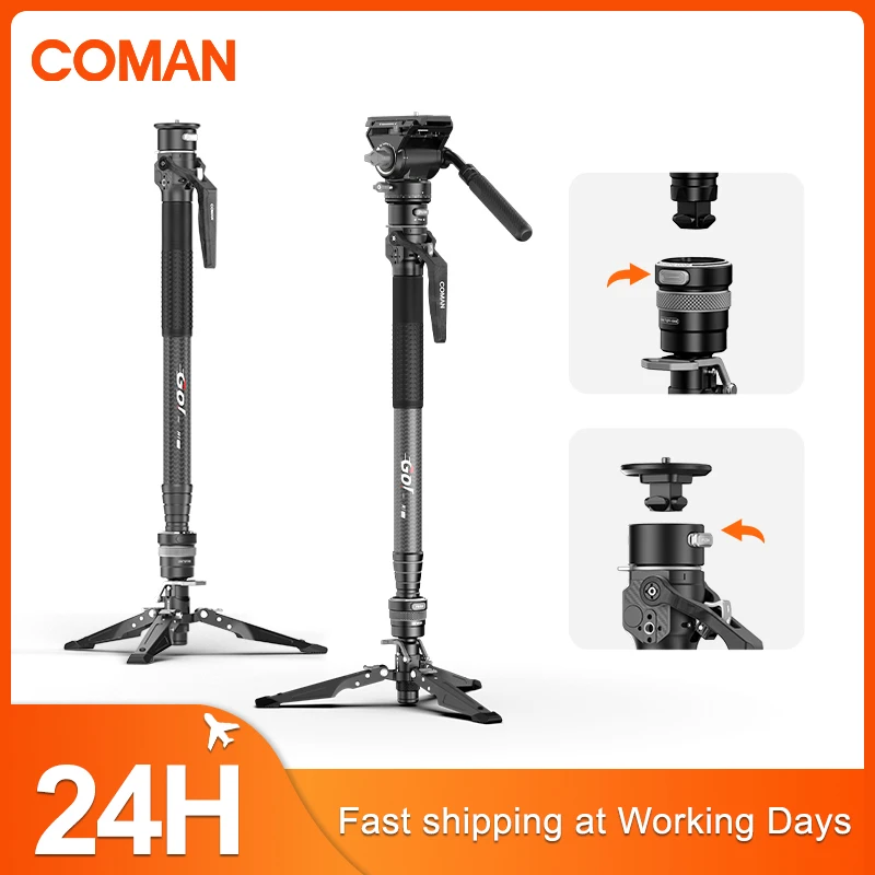 Trípode De Viaje Coman M1 Pro V5 De Fibra De Carbono, 4 Secciones, Elevación Con Un Clic, Placa De Liberación Rápida, Soporte Para Cámara Dslr, Monopié — -32%, 123.85€ Coupon, from 261.99€ – 32% descuento – €261.99
