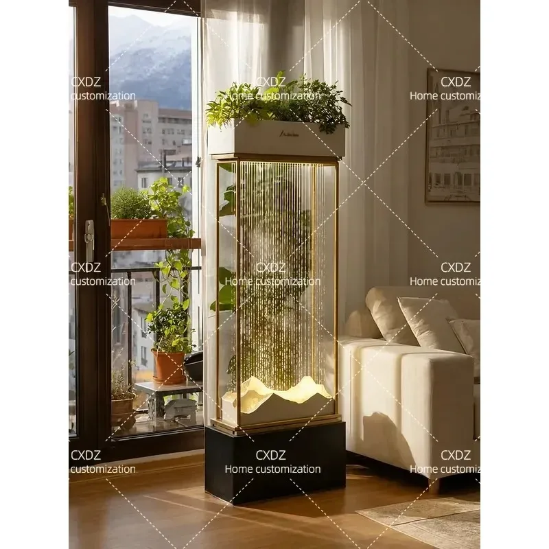 Cubic Stainless Steel Water Feature Floor Stand Living Room Balcony Landscaping Flower Pot Holder Flowing Water Fountain